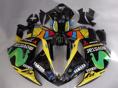 Custom 2012-2014 Glossy Black Yellow Green White Blue MoviStar Monster Yamaha YZF R1 Motorcycle Fairings