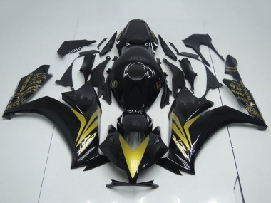 Custom 2012-2016 Glossy Black Gold Honda CBR1000RR Motorcycle Fairings