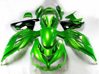 Custom 2012-2024 Green Glossy Black Kawasaki ZX14R ZZR1400 Motorcycle Fairing