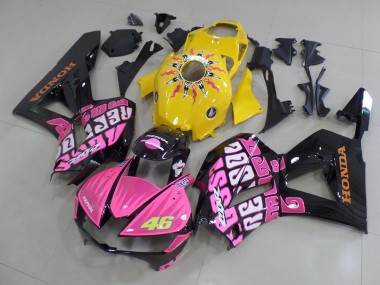 Custom 2013-2023 Yellow Pink Glossy Black Rossi 46 Honda CBR600RR Motorcycle Fairings