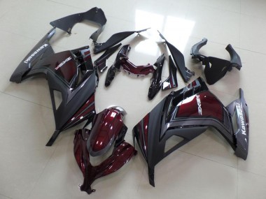 Custom 2013-2018 Maroon Red Matte Grey Kawasaki ZX300R Motorcycle Fairings