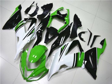 Custom 2013-2018 Green White Glossy Black Kawasaki ZX6R Motorcycle Fairings