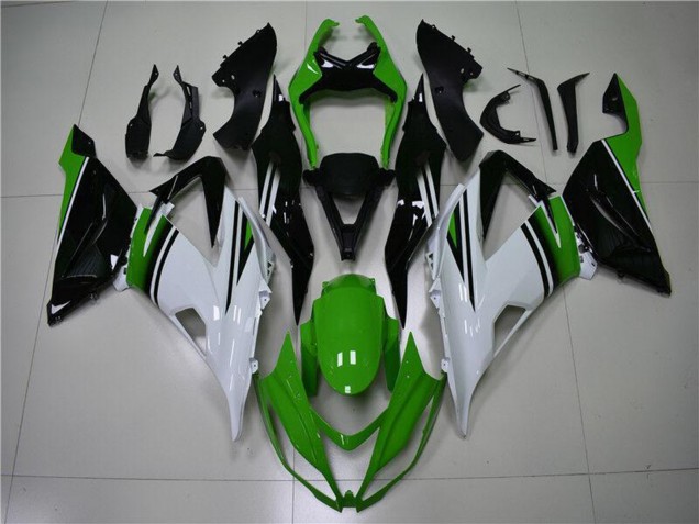 2013-2018 Green White Glossy Black Kawasaki ZX6R Motorcycle Fairings