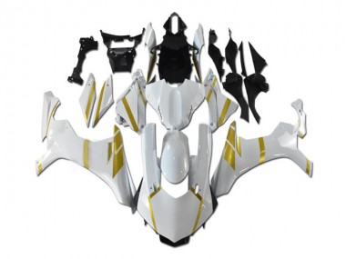 Custom 2015-2019 White Gold Yamaha YZF R1 Motorcycle Fairings