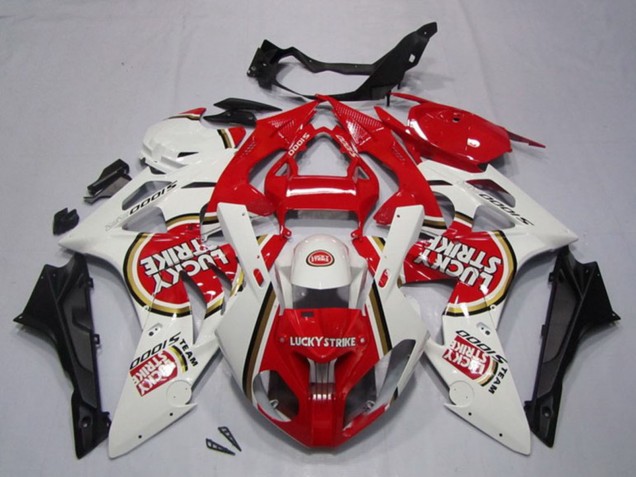 2009-2014 White Red Lucky Strike BMW S1000RR Motorcycle Fairings