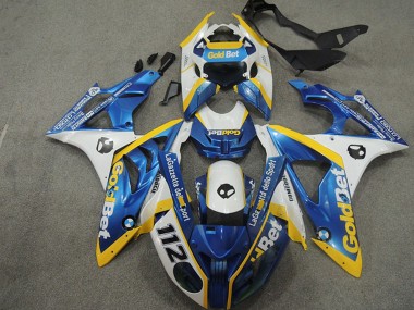 Custom 2009-2014 White Yellow Blue GoldBet 112 BMW S1000RR Motorcycle Fairings