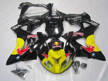 Custom 2009-2014 Glossy Black Yellow Red Bull BMW S1000RR Motorcycle Fairings