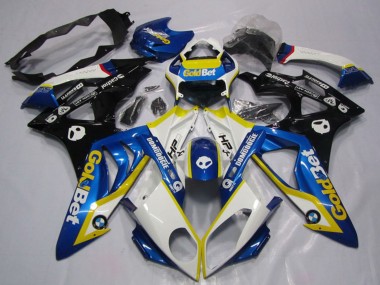Custom 2009-2014 White Yellow Blue Glossy Black GoldBet HP BMW S1000RR Motorcycle Fairings