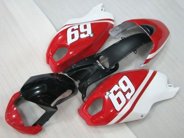 Custom 2008-2012 White Red Glossy Black 69 Ducati Monster 696 Motorcycle Fairings