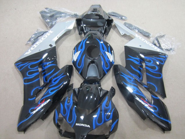 2004-2005 Glossy Black Blue Flame Honda CBR1000RR Motorcycle Fairings