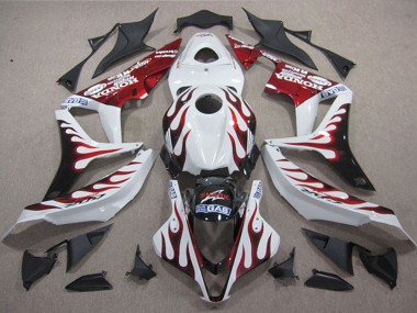 Custom 2004-2005 White Red Glossy Black Flame SHARK Honda CBR1000RR Motorcycle Fairings