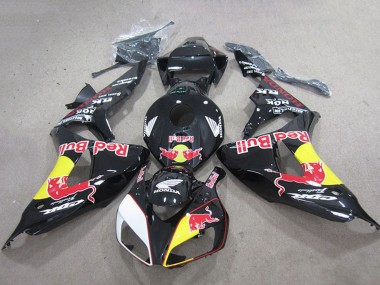 Custom 2006-2007 Glossy Black Yellow White Red Bull Honda CBR1000RR Motorcycle Fairings