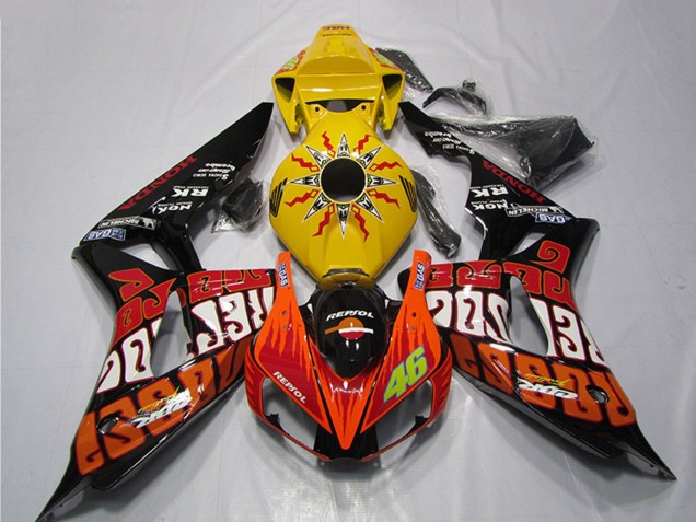 2006-2007 Yellow Orange Glossy Black Rossi Repsol 46 Honda CBR1000RR Motorcycle Fairings