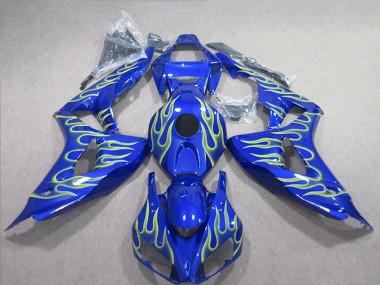 Custom 2006-2007 Blue Green Flame Honda CBR1000RR Motorcycle Fairings