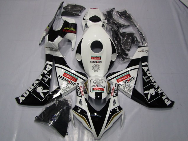 2008-2011 White Glossy Black DENSO Playboy Honda CBR1000RR Motorcycle Fairings