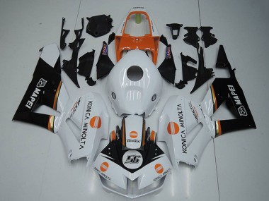 Custom 2012-2016 White Orange Glossy Black Konica Minolta 56 Honda CBR1000RR Motorcycle Fairings
