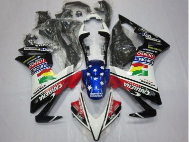 Custom 2013-2015 White Red Blue Glossy Black Star Carrera Lee DENSO EuroBet Honda CBR500R Motorcycle Fairings