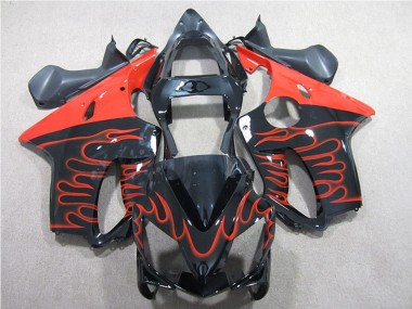Custom 2001-2003 Glossy Black Red Flame Honda CBR600 F4i Motorcycle Fairing Kits