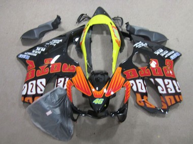 Custom 2004-2007 Yellow Orange Glossy Black Rossi 46 Honda CBR600 F4i Motorcycle Fairings