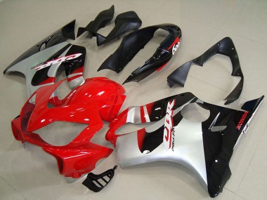 Custom 2004-2007 Silver Red Glossy Back Honda CBR600 F4i Abs Motorcycle Fairings
