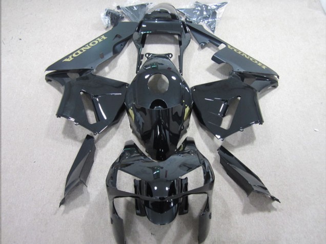 2003-2004 Glossy Black Matte Black Gold Decal Honda CBR600RR Motorcycle Fairings