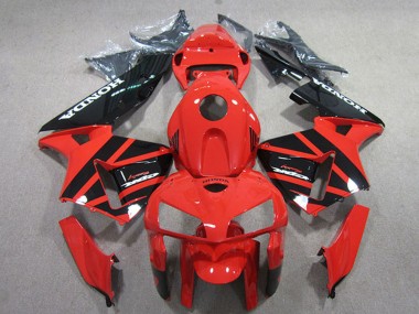 Custom 2005-2006 Red Black Honda CBR600RR Motorcycle Fairings Kits
