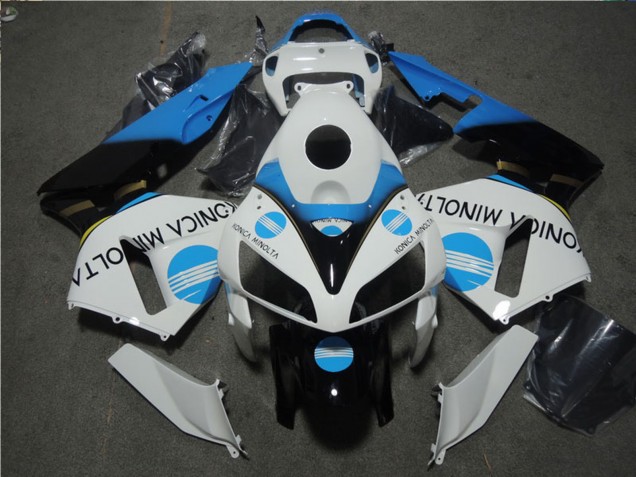 2005-2006 White Blue Glossy Black Konica Minolta Honda CBR600RR Motorcycle Fairing