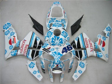 Custom 2005-2006 White Blue Red Nastro Azzurro 46 Honda CBR600RR Motorcycle Fairings