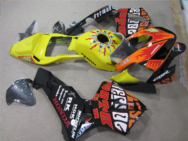 2005-2006 Black Orange Yellow Rossi Repsol Honda CBR600RR Motorcycle Fairings