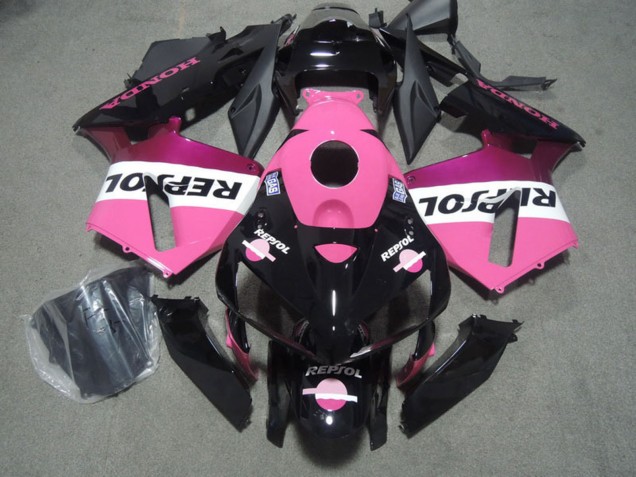 2005-2006 Glossy Black Pink Repsol Honda CBR600RR Motorcycle Fairings