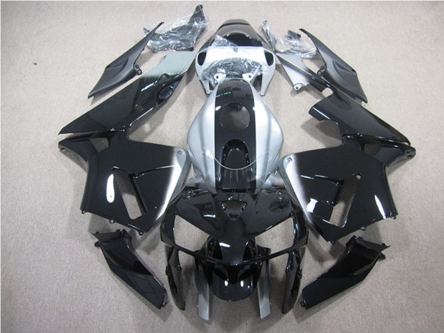 2005-2006 Glossy Black Silver Honda CBR600RR Motorcycle Fairing