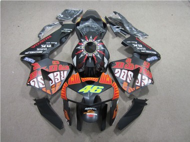 Custom 2005-2006 Matte Black Valentino Rossi Repsol 46 Honda CBR600RR Motorcycle Fairings