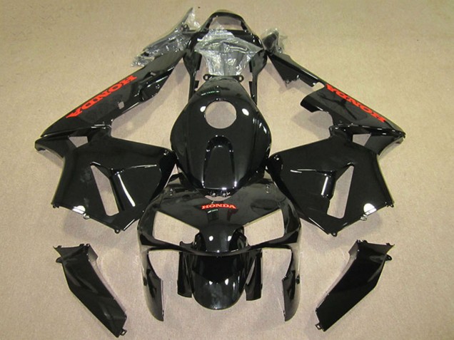 2005-2006 Glossy Black Red Honda CBR600RR Motorcycle Fairings