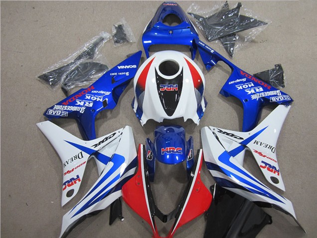 2007-2008 White Red Blue HRC Honda CBR600RR Bike Fairings