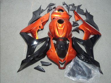 Custom 2007-2008 Orange Glossy Black Honda CBR600RR Motorcycle Fairings
