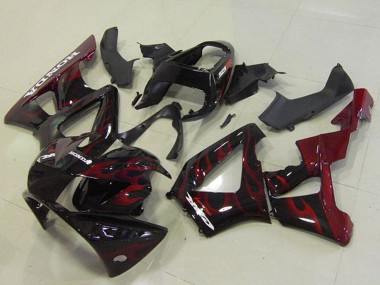 Custom 2000-2001 Glossy Black Red Flame Honda CBR900RR 929 Motorcycle Fairings