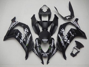 Custom 2016-2020 Matte Black Green White Monster Reacing Team Motocard Kawasaki ZX10R Motorcycle Fairings