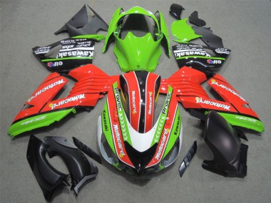 Custom 2006-2011 Green Red White Black Elf Motocard Kawasaki ZX14R ZZR1400 Motorcycle Fairings