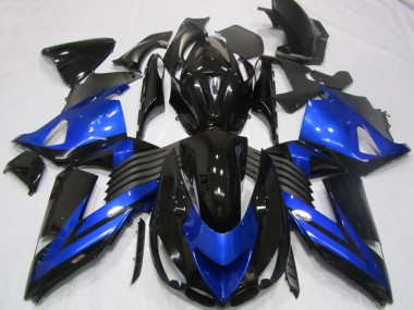 Custom 2006-2011 Blue Glossy Black Kawasaki ZX14R ZZR1400 Motorcycle Fairings