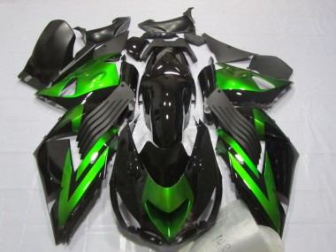 Custom 2006-2011 Glossy Black Green Stripe Kawasaki ZX14R ZZR1400 Motorcycle Fairings