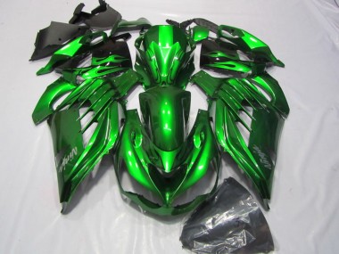 Custom 2012-2024 Green Glossy Black Silver Ninja Kawasaki ZX14R ZZR1400 Motorcycle Fairings