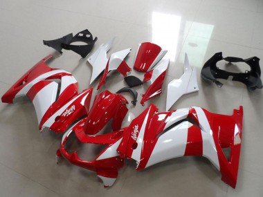 Custom 2008-2012 White Red Kawasaki ZX250R Motorcycle Fairings
