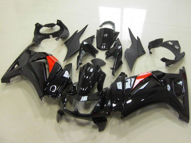 2008-2012 Glossy Black Red Kawasaki ZX250R Motorcycle Fairings