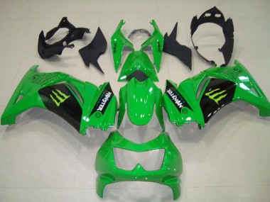 Custom 2008-2012 Green Black Monster Kawasaki ZX250R Motorcycle Fairings