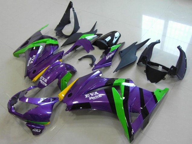 2008-2012 Purple Green Yellow Black EVA Racing Kawasaki ZX250R Motorcycle Fairings