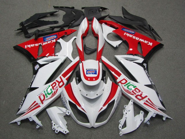 2009-2012 White Red Black Rapid Kawasaki ZX6R Motorcycle Fairings