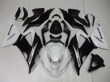 Custom 2013-2018 White Matte Black Kawasaki ZX6R Motorcycle Fairings Kits
