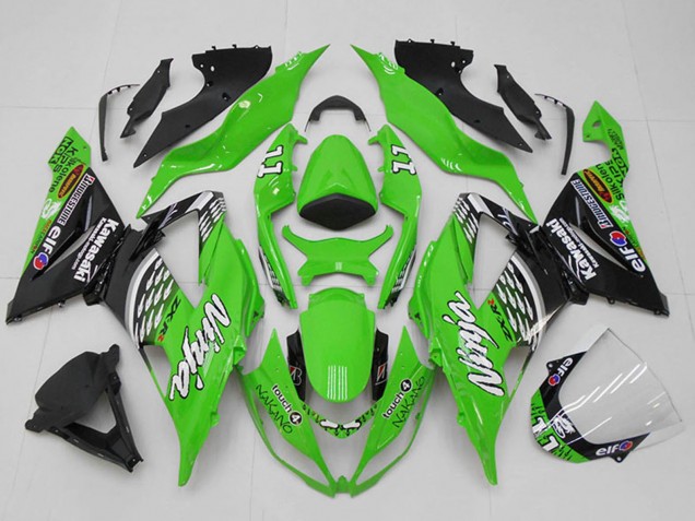 2013-2018 Green White Silver Black Elf Touch4 Bridgestone 11 Kawasaki ZX6R Motorcycle Fairings