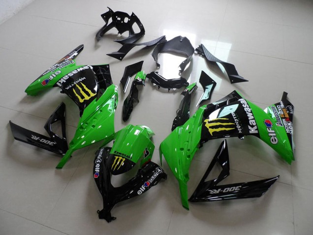 2013-2018 Green Glossy Black Yellow Elf Touch4 Monster Kawasaki ZX300R Motorcycle Fairings