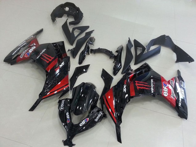 2013-2018 Glossy Black Red Elf Touch4 Monster Kawasaki ZX300R Motorcycle Fairings